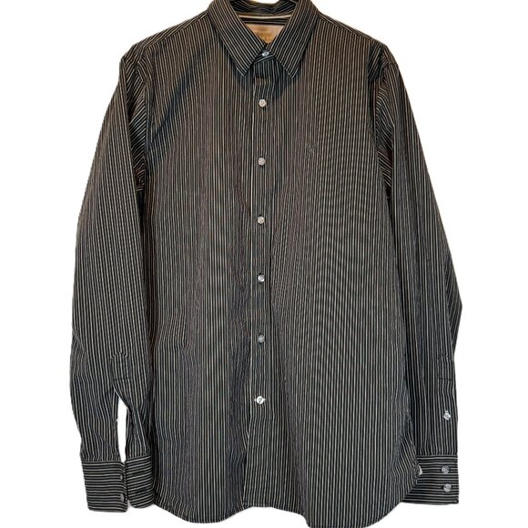 American Eagle Outfitters Other - Men's American Eagle Dress Shirt Vintage Fit Black White Stripes Contrast Collar